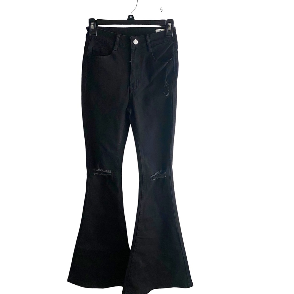 Black flared high waisted jeans size XS